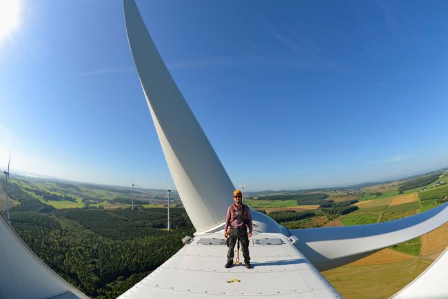 Foto auf dem Maschinenhaus einer Windenergieanlage